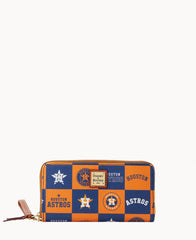 MLB Astros Large Zip Around Wristlet