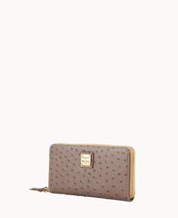 Ostrich Large Zip Around Wristlet