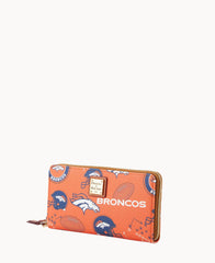 NFL Broncos Large Zip Around Wristlet