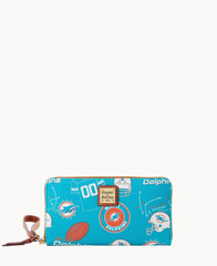 NFL Dolphins Large Zip Around Wristlet